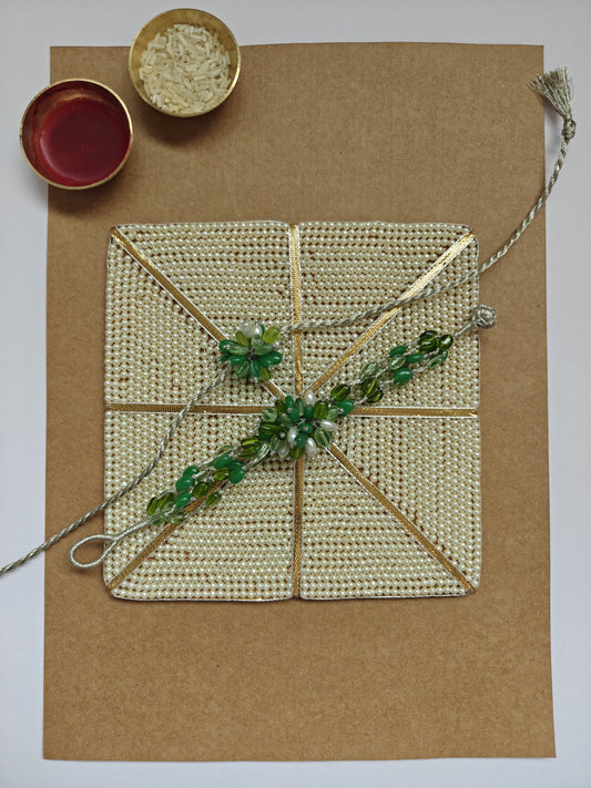 Green stone Rakhi & Lumba set