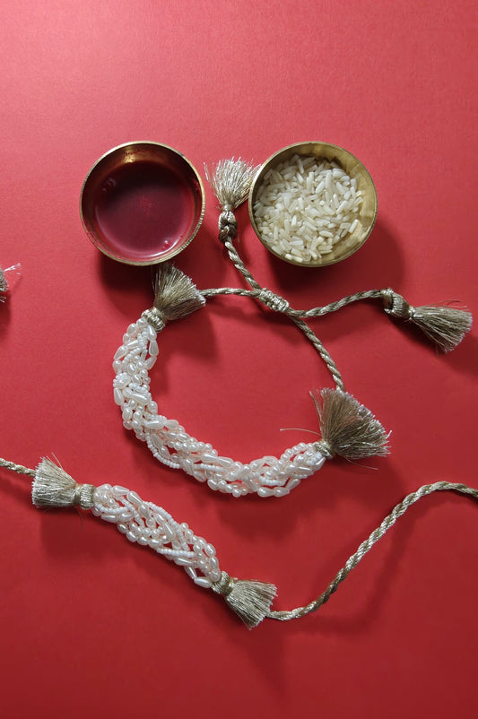 Multi pearl Rakhi & Luma set